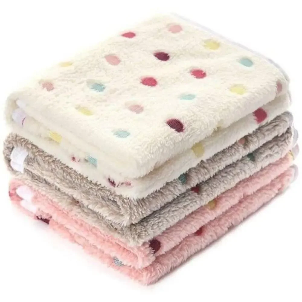 3 Pack Pet Blankets Medium 30x20 Soft Fleece Dog Cat Puppy Polka Dot Throw